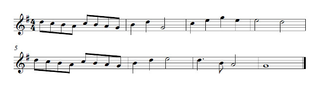 notelinje G-nøkkel fortegn taktart 4/4 note noter notehode notehals punktering varighet Slow_Dance John_Vegard_Schow Kapittel_5:_Notasjon