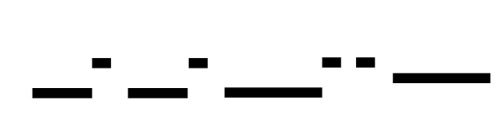 Illustrasjon av to rette linjer som deles opp for å angi korte toner og pauser.