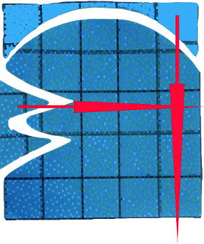 Illustrasjon av et kvadratisk rutepapir med en geometrisk figur.